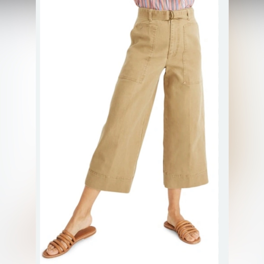 Madewell Women’s Brown Canvas Pocket High Rise Wide Leg Crop Pants Size 27